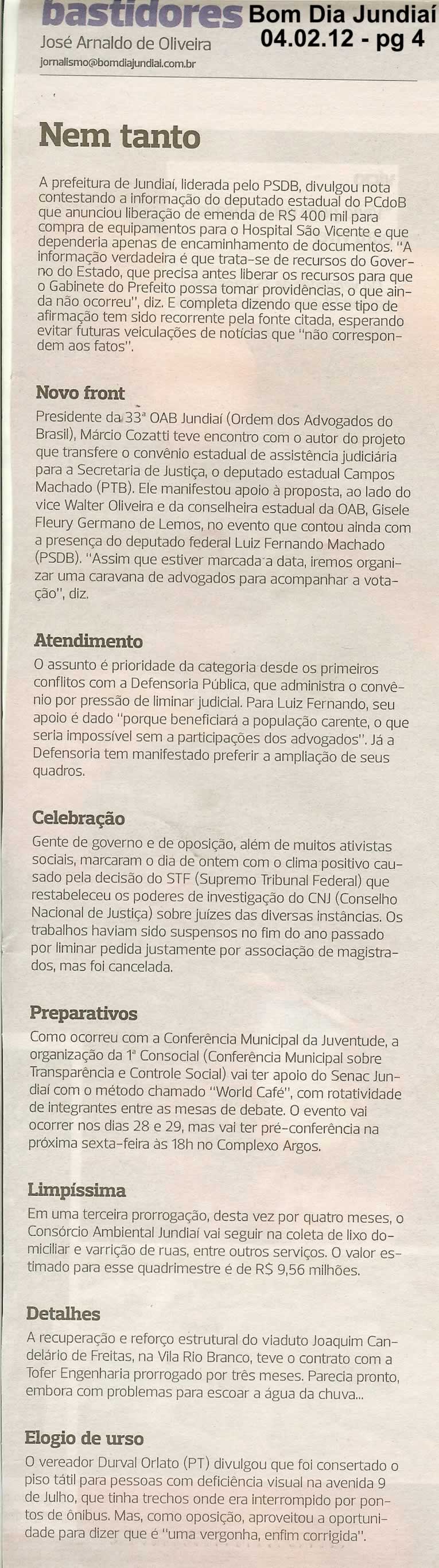 Bom Dia Jundiaí - 04/02/2012