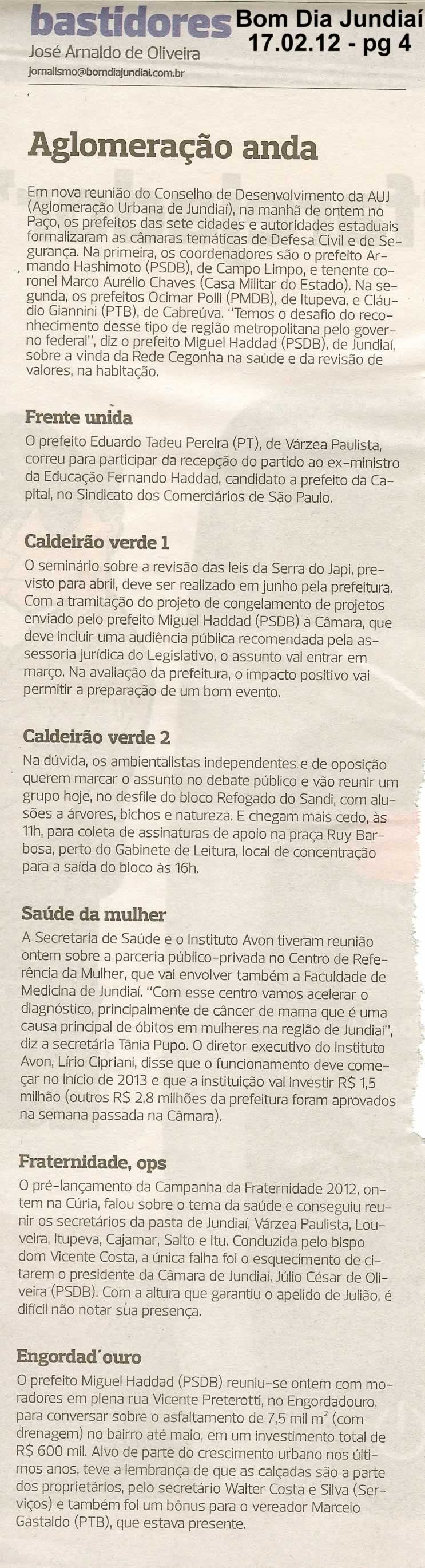 Bom Dia Jundiaí - 17/02/2012
