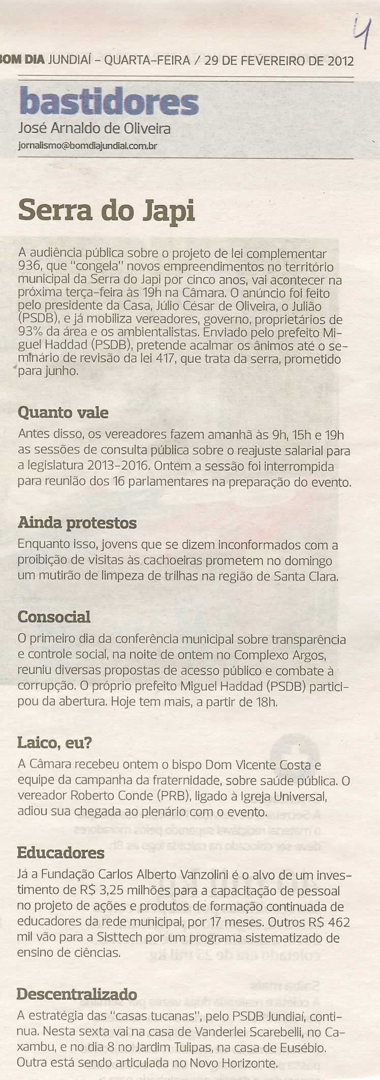 Bom Dia Jundiaí - 29/02/2012