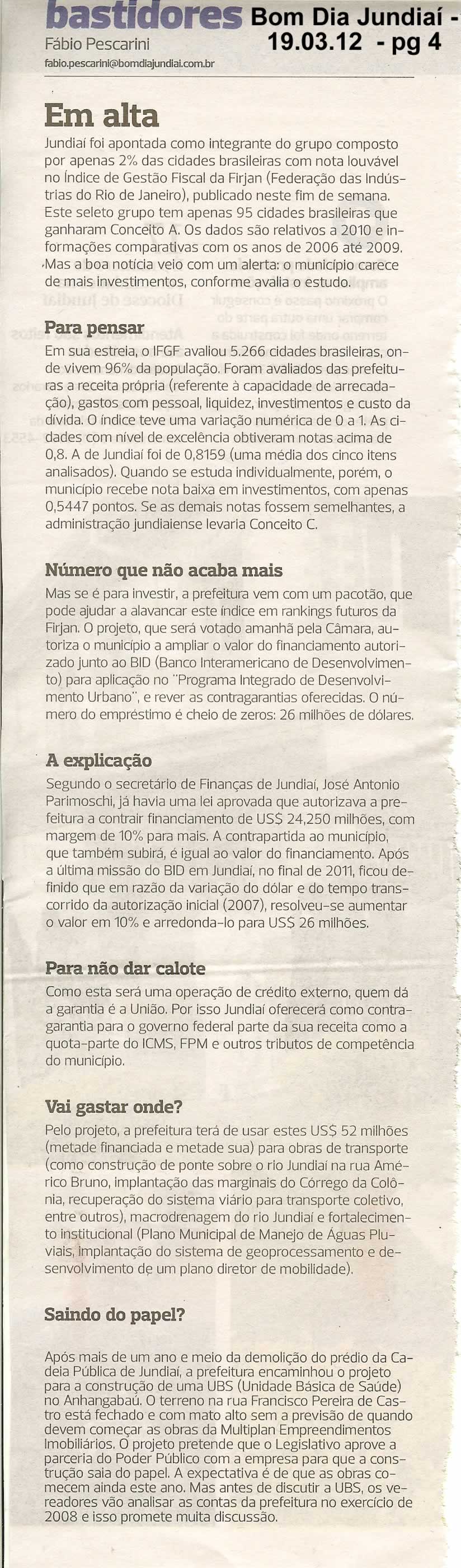 Bom Dia Jundiaí - 19/03/2012