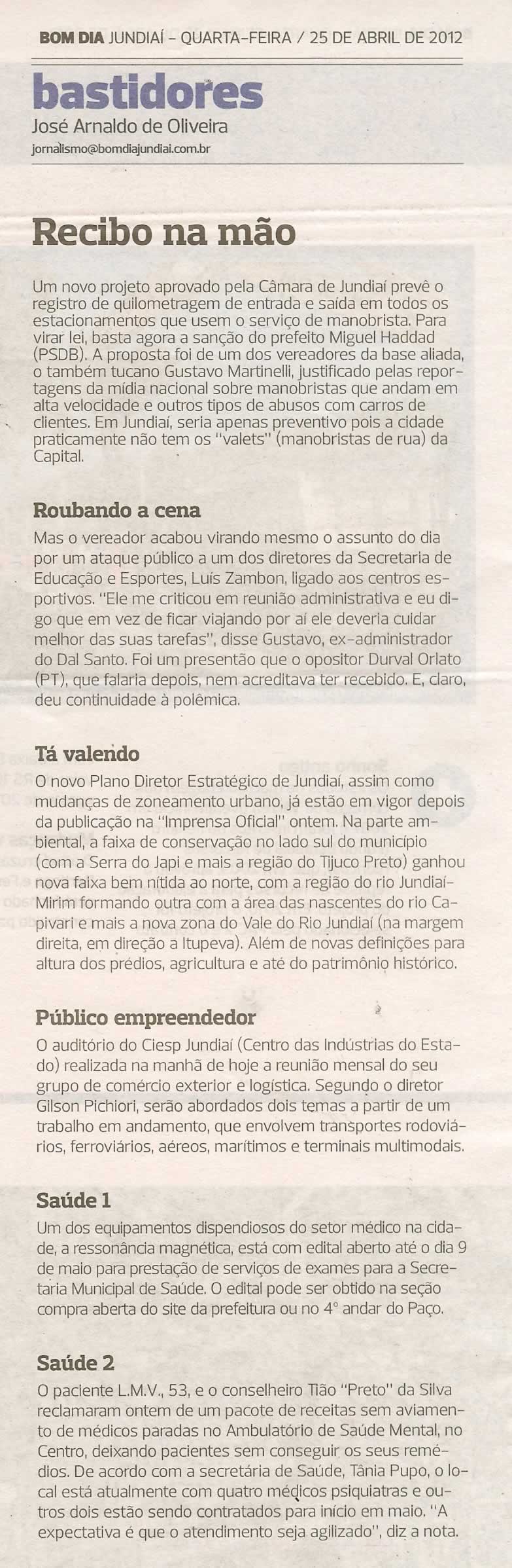 Bom Dia Jundiaí - 25/04/2012