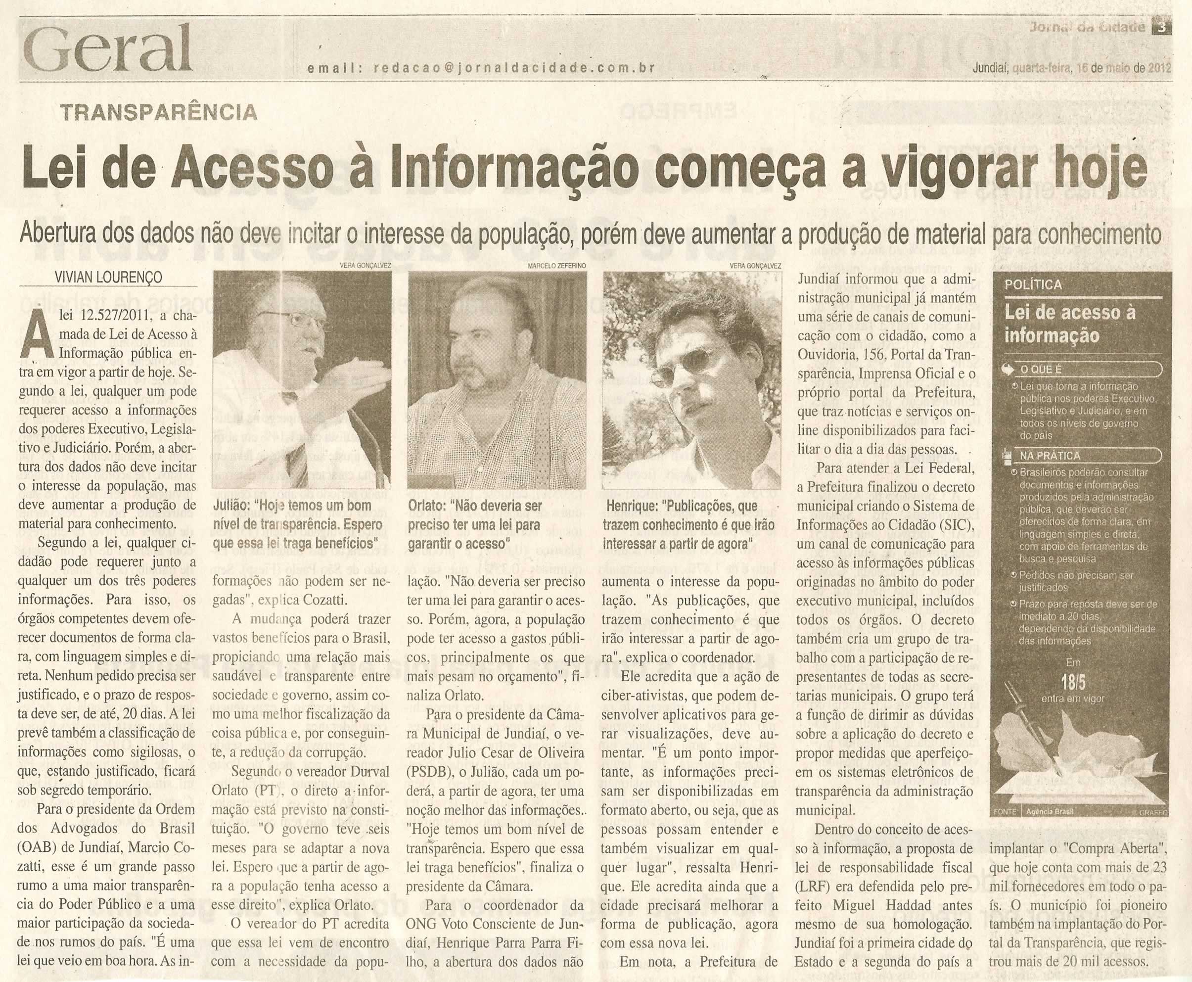 Jornal da Cidade - 16/05/2012