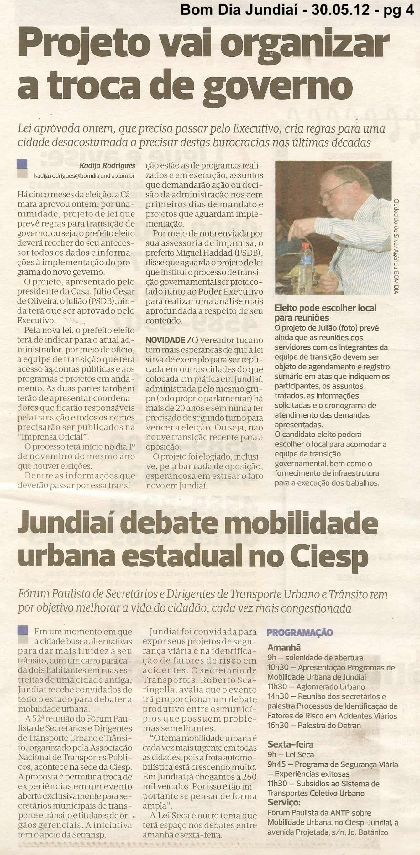 Bom Dia Jundiaí - 30/05/2012