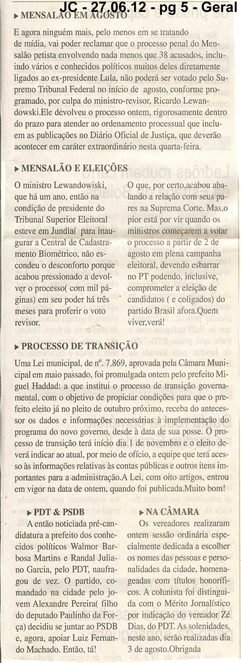 Jornal da Cidade - 27/06/2012