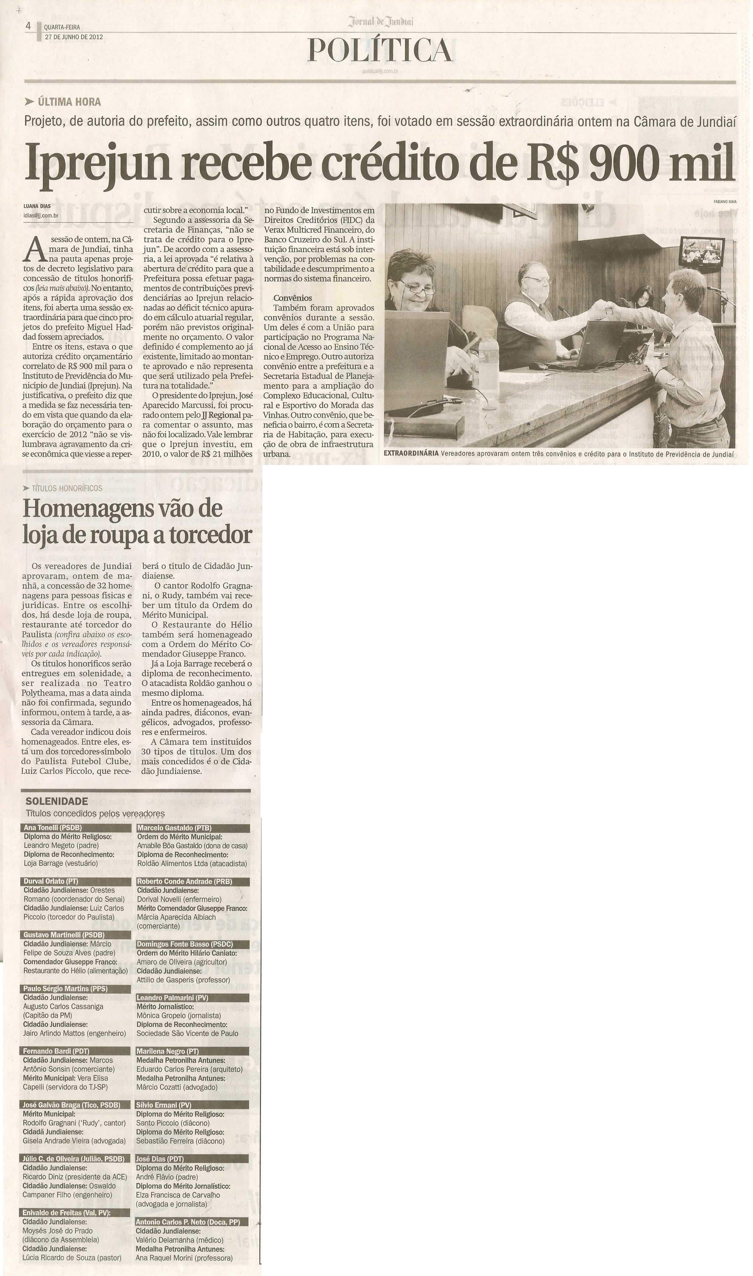 Jornal de Jundiaí - 27/06/2012