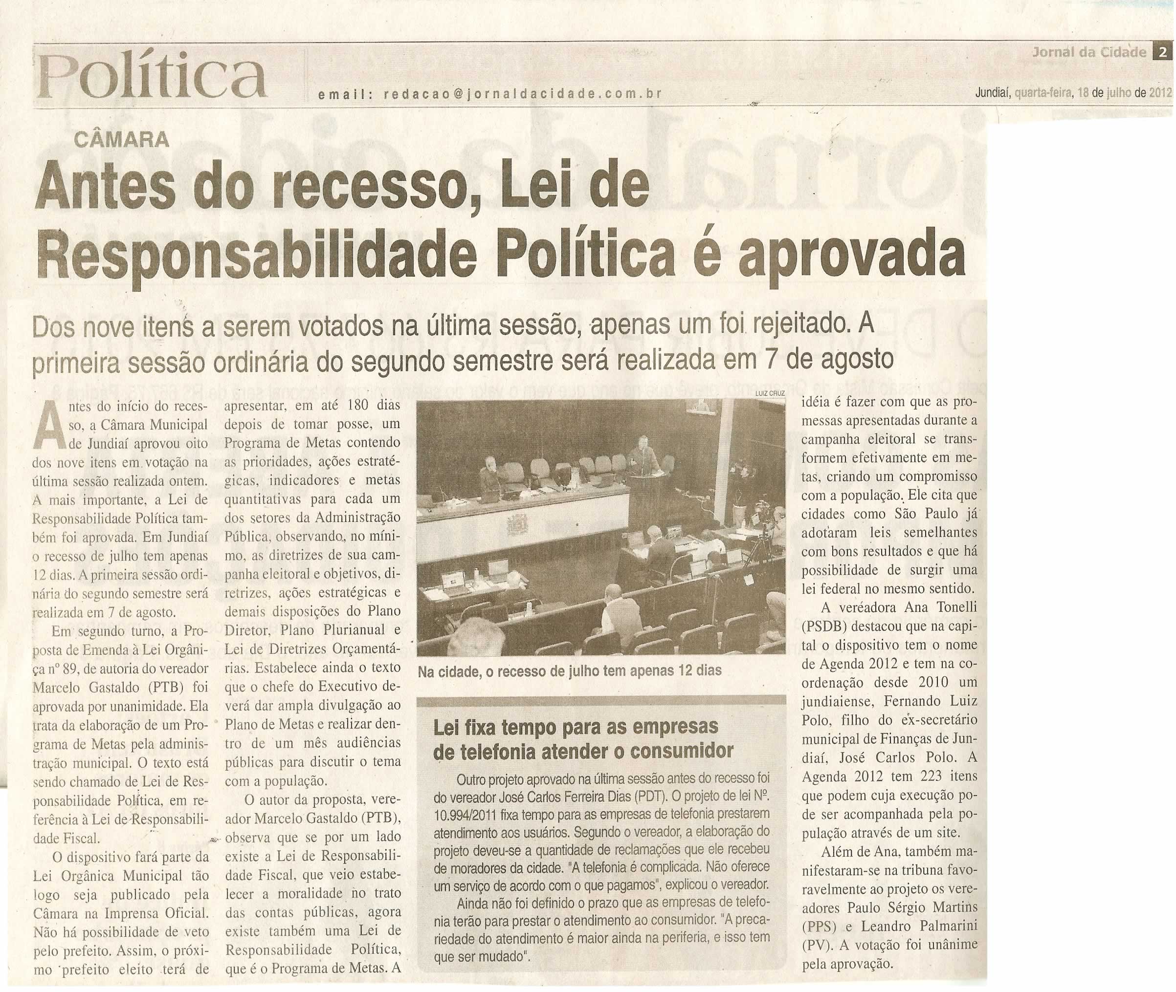 Jornal da Cidade - 18/07/2012