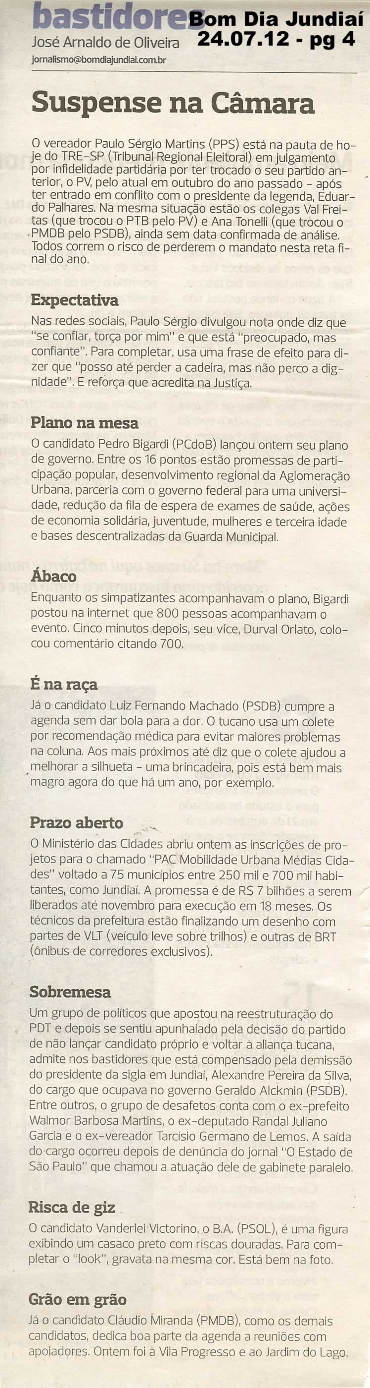 Bom Dia Jundiaí - 24/07/2012