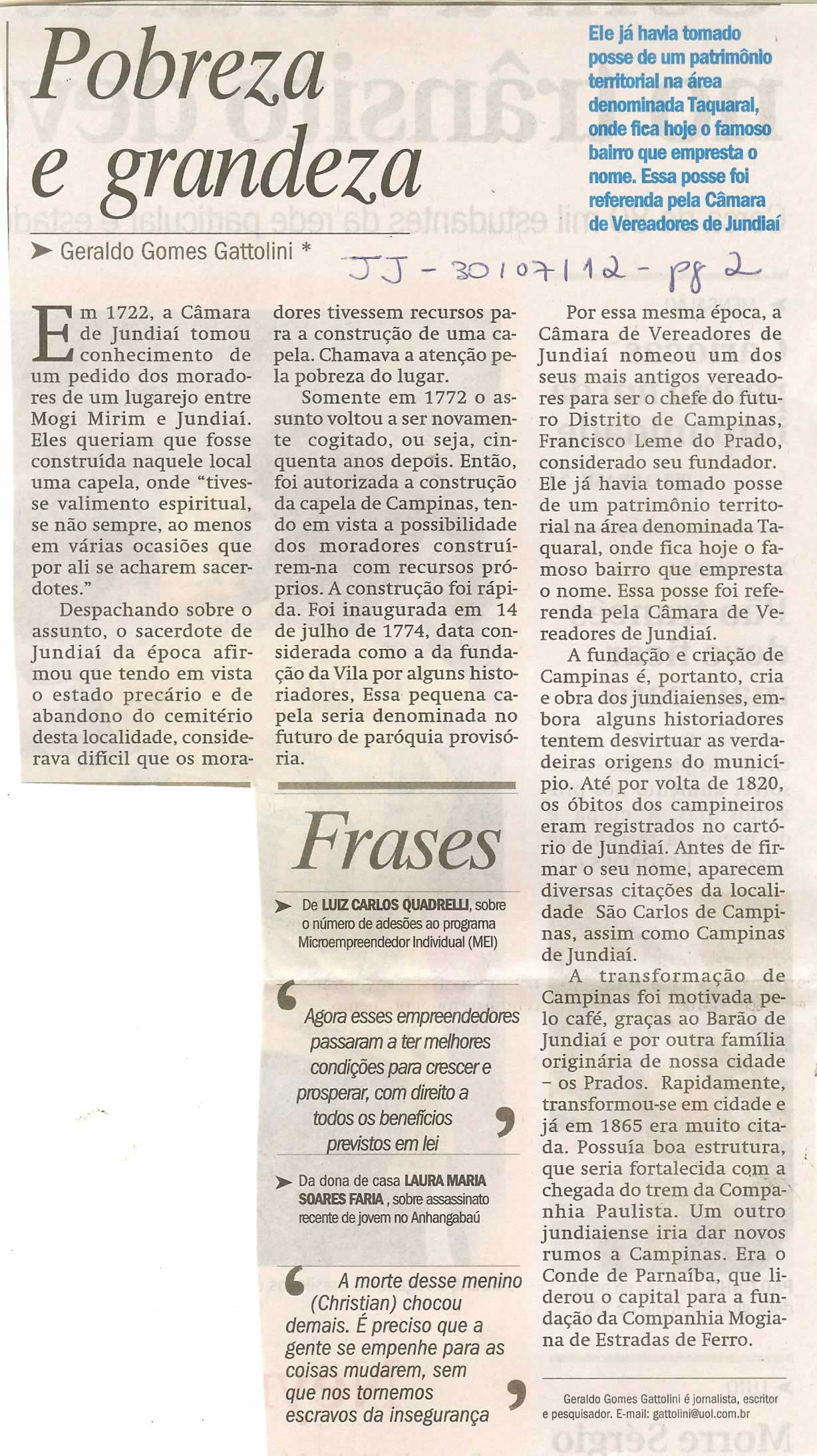 Jornal de Jundiaí - 30/07/2012
