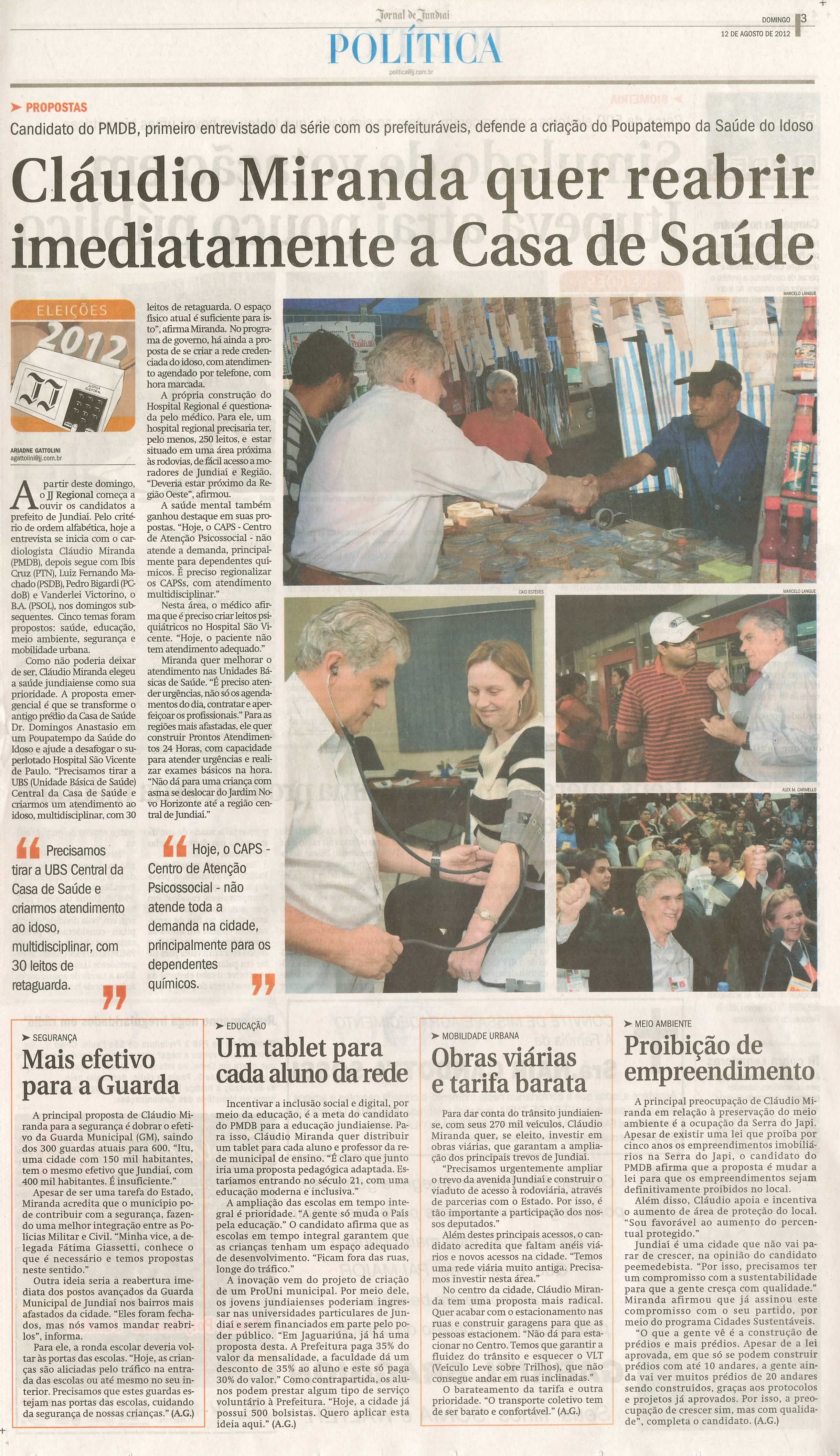 Jornal de Jundiaí - 12/08/2012