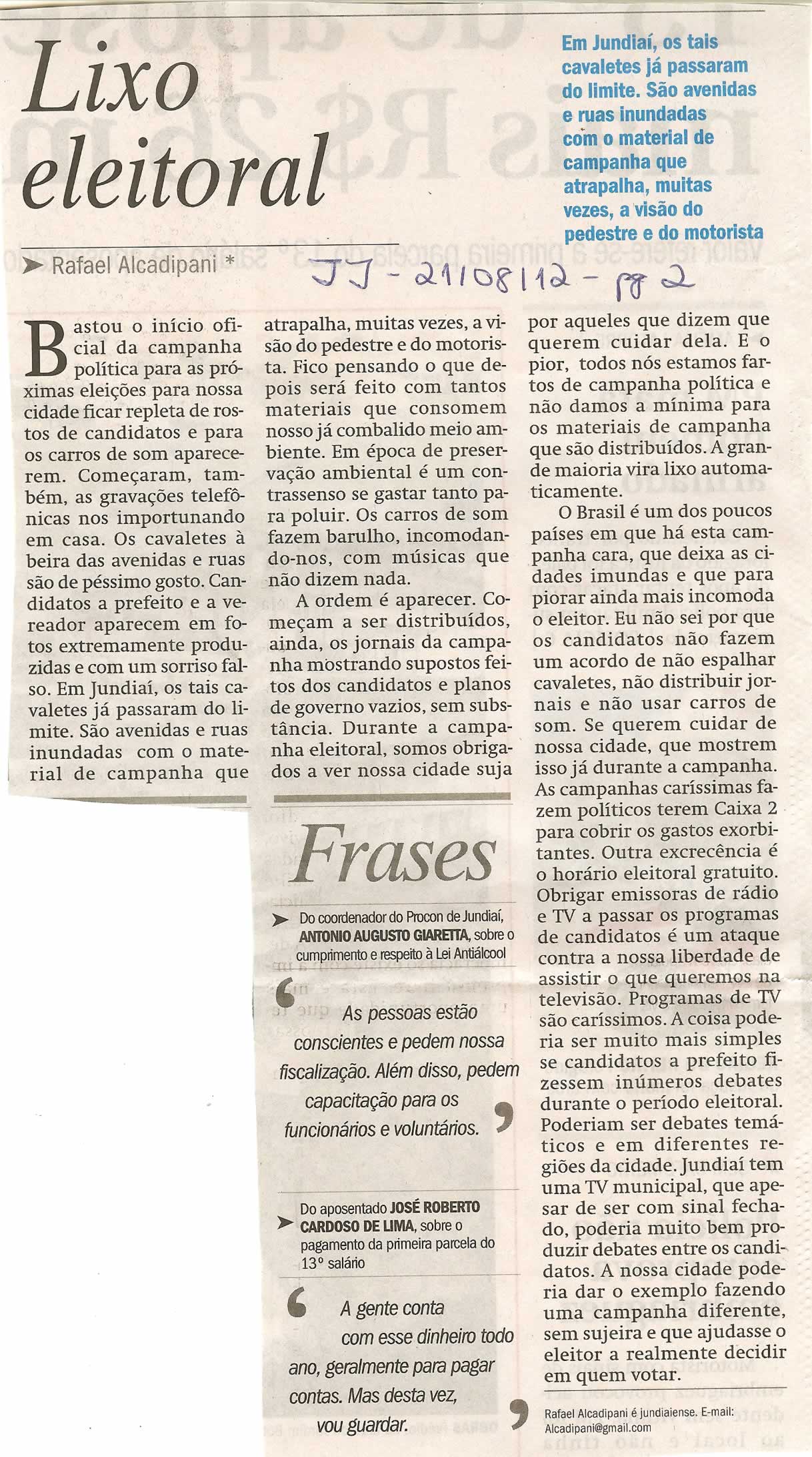 Jornal de Jundiaí - 21/08/2012