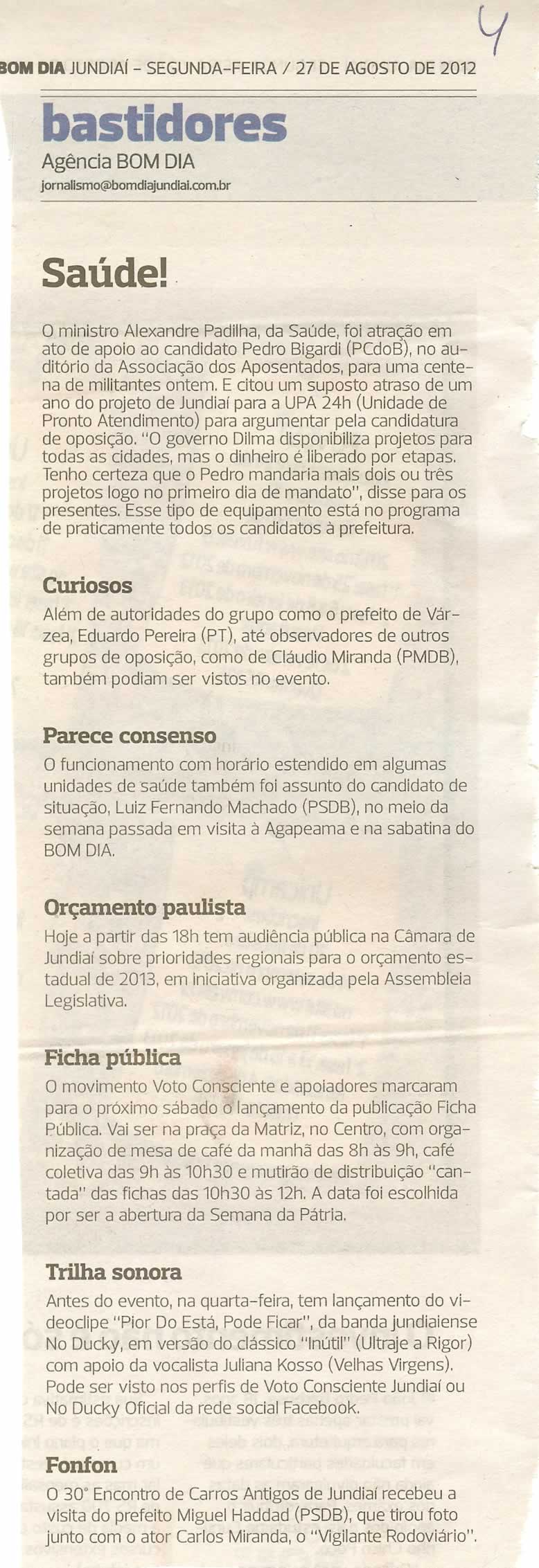 Bom Dia Jundiaí - 27/08/2012