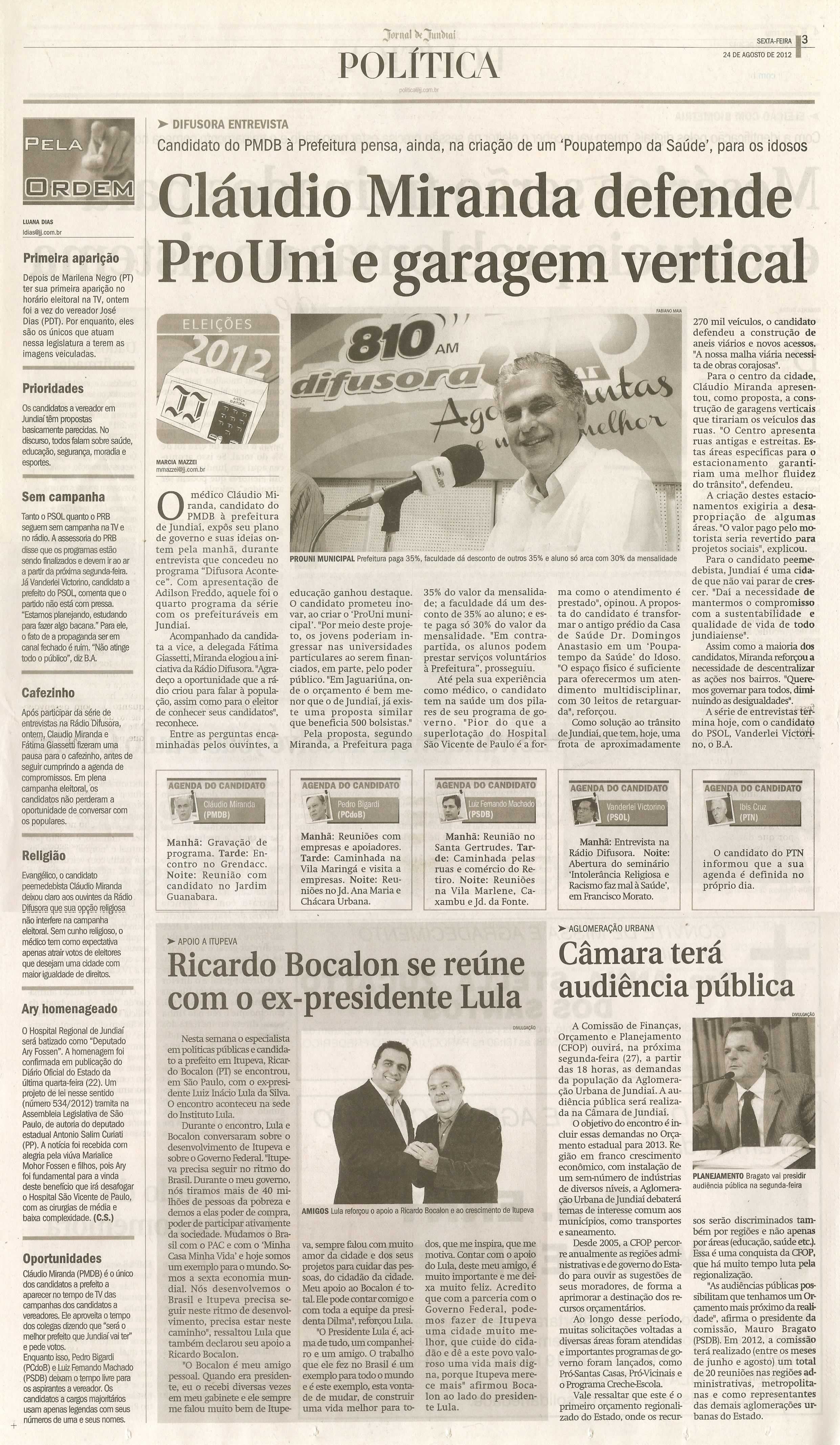 Bom Dia Jundiaí - 24/08/2012