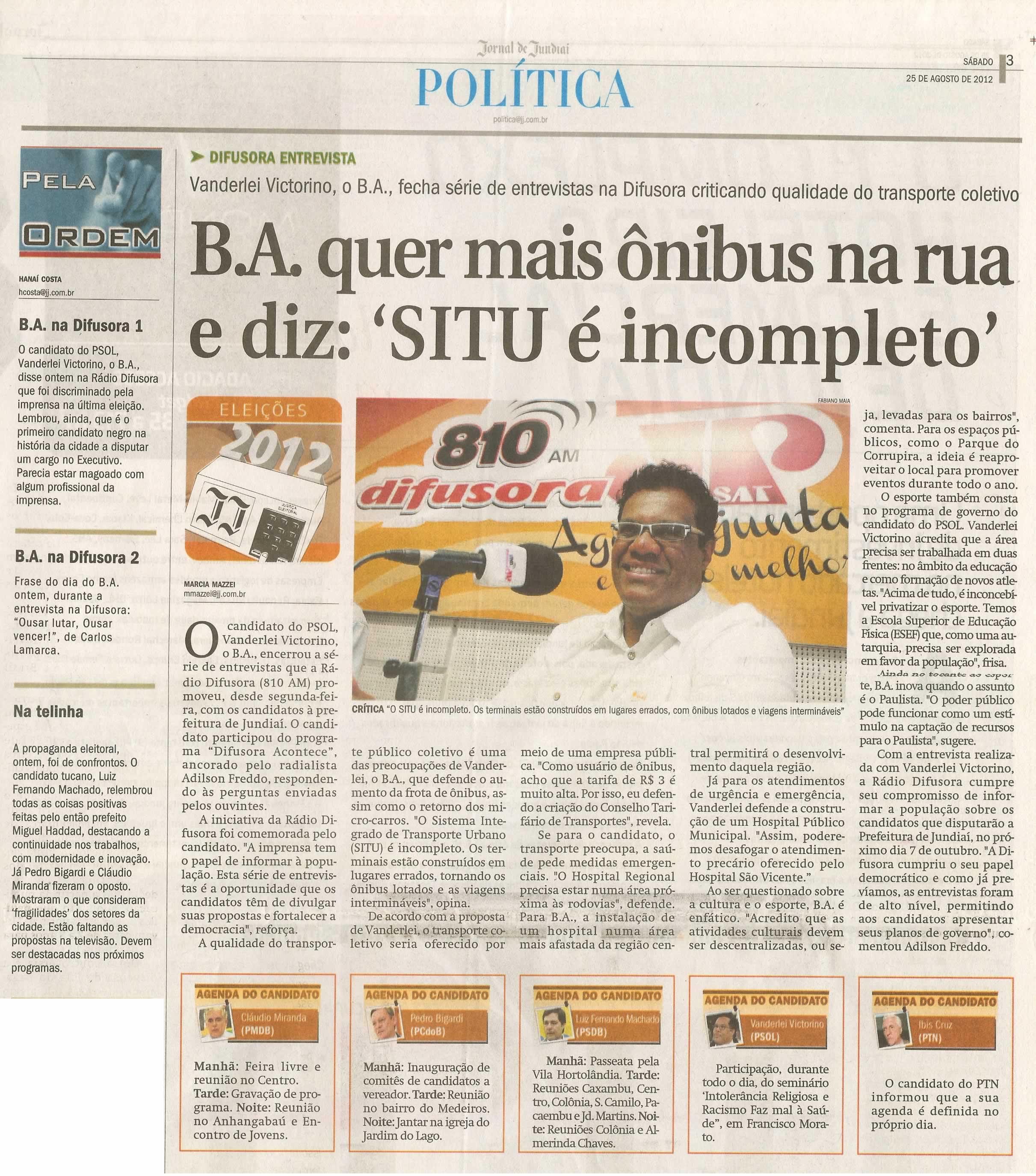 Jornal de Jundiaí - 25/08/2012