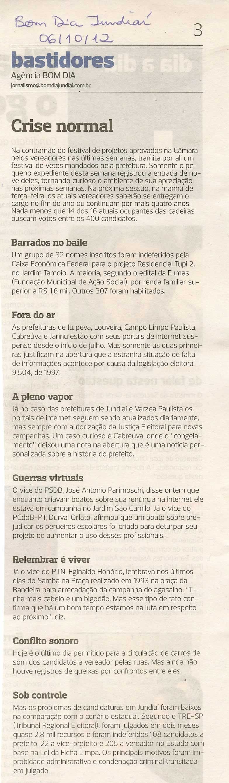 Bom Dia Jundiaí - 06/10/2012