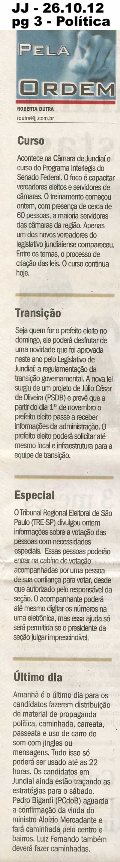 Jornal de Jundiaí - 26/10/2012