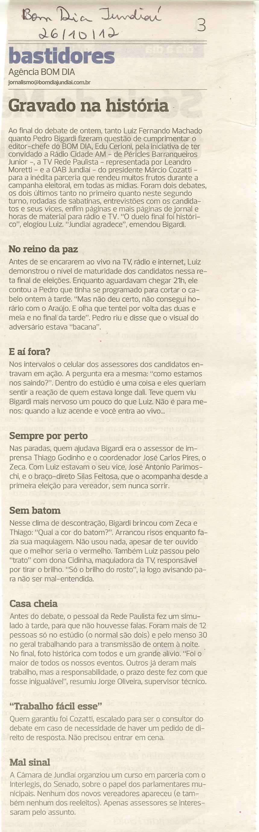 Bom Dia Jundiaí - 26/10/2012