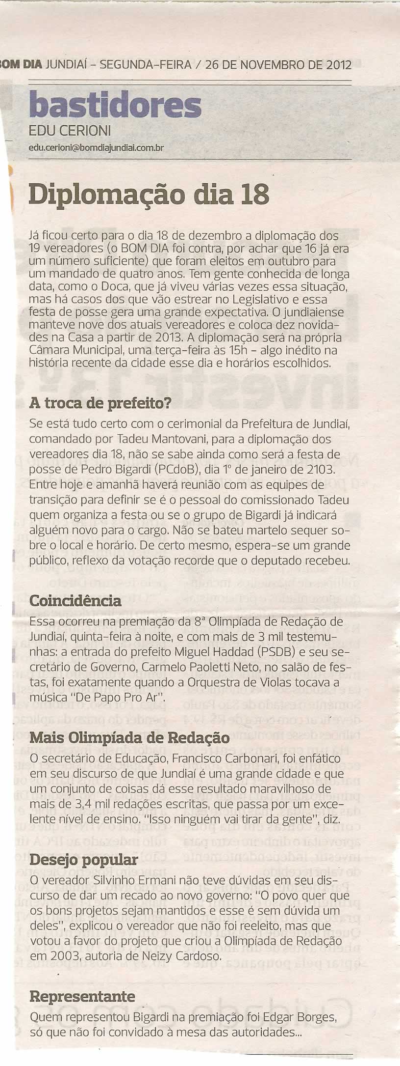 Bom Dia Jundiaí - 26/11/2012