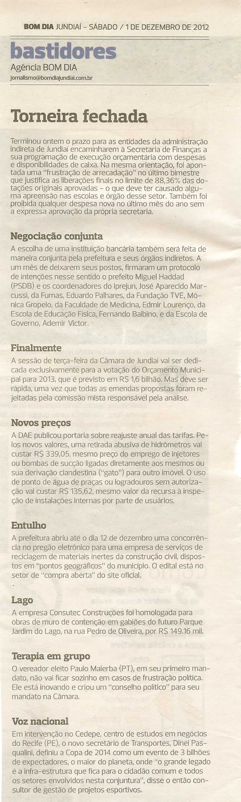 Bom Dia Jundiaí - 01/12/2012