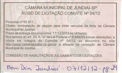 Bom Dia Jundiaí - 07/12/2012