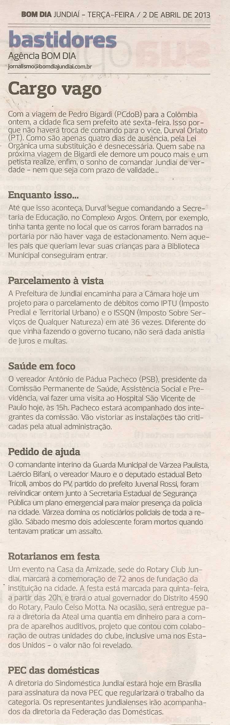 Bom Dia Jundiaí - 02/04/2013