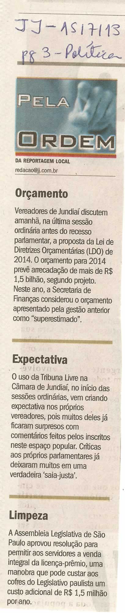 Jornal de Jundiaí - 15/07/2013