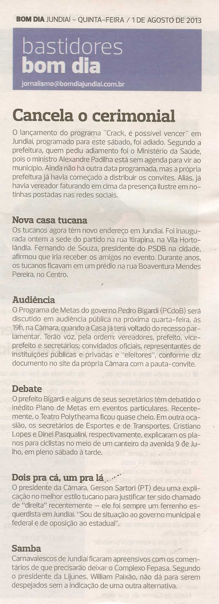 Bom Dia Jundiaí - 01/08/2013