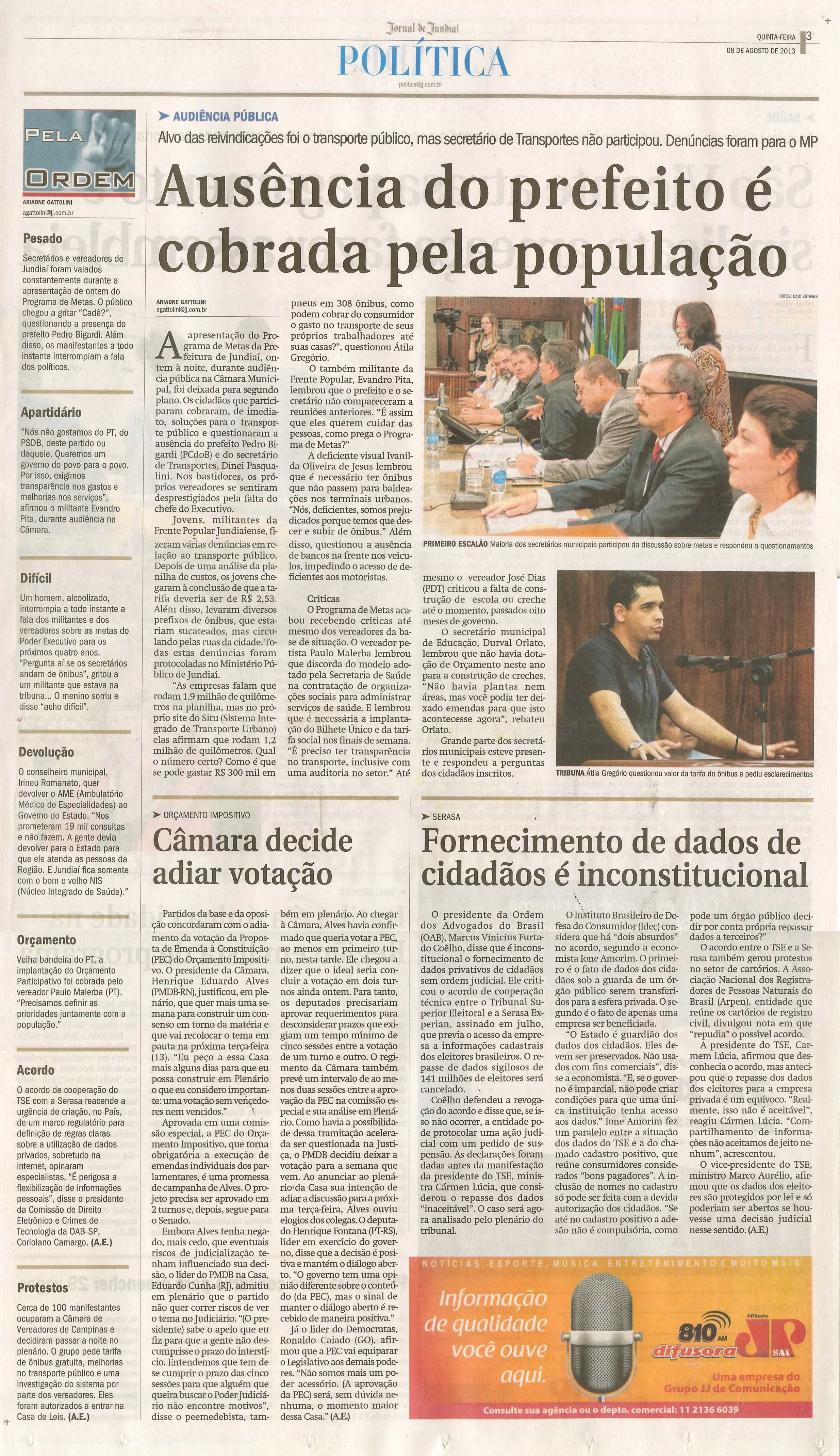 Jornal de Jundiaí - 08/08/2013