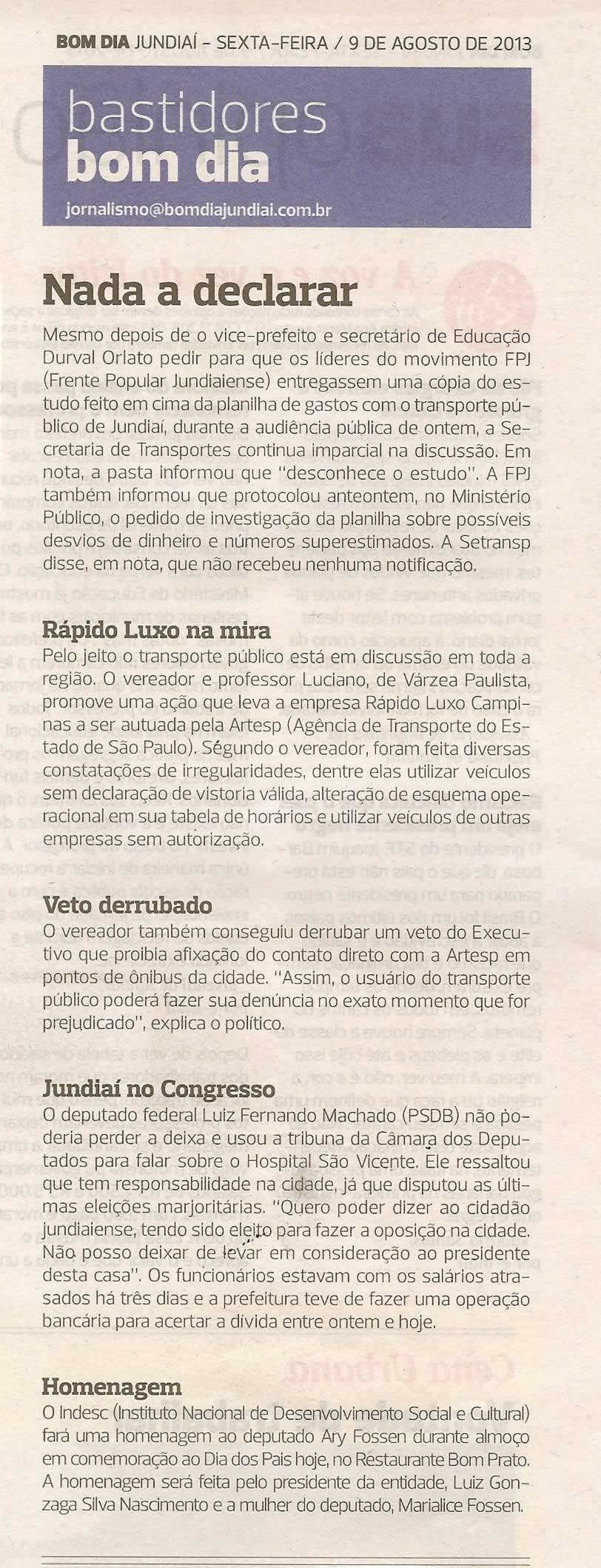Bom Dia Jundiaí - 09/08/2013