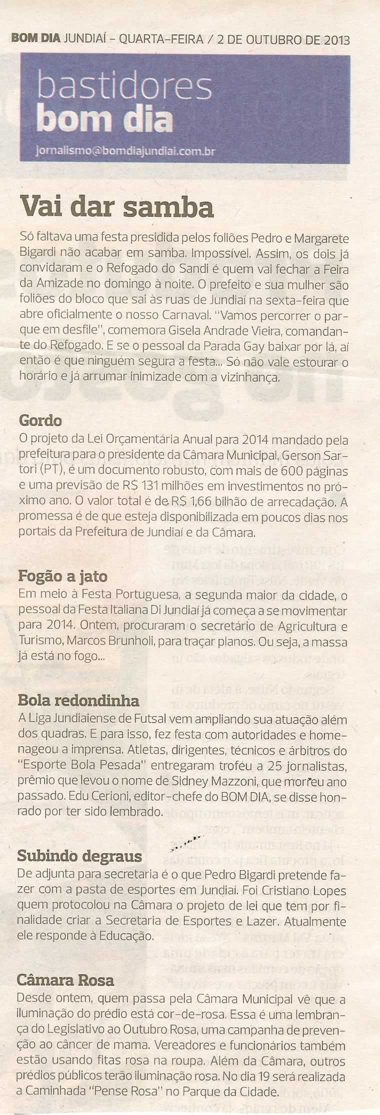 Bom Dia Jundiaí - 02/10/13 - pagina 4 - Bastidores