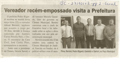 JC - 23/10/13 - pagina 2 - geral - Vereador recém-empossado visita a Prefeitura - 