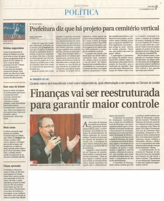 JJ - 01/11/13 - pg 3 - Política - Prefeitura diz que há projeto para cemitério vertical - Finanças vai ser reestruturada para garantir maior controle - 
