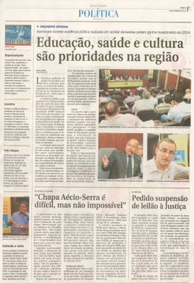 JJ - 19/10/13 -pagina 3 - política - Educação, saúde e cultura são prioridades na região - 