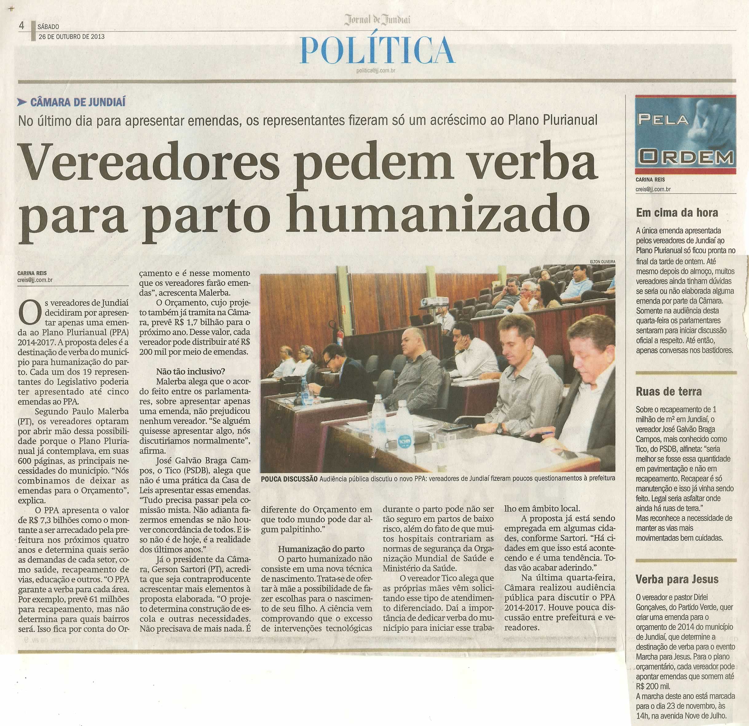 JJ - 26/10/13 - pagina 3 - política - Vereadores pedem verba para parto humanizado - 
