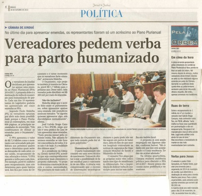 JJ - 26/10/13 - pagina 3 - política - Vereadores pedem verba para parto humanizado - 