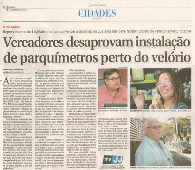 Jornal de Jundiaí - 15/09/13 - Pagina 8 - Cidades - Vereadores desaprovam instalação de parquímetros perto do velório -