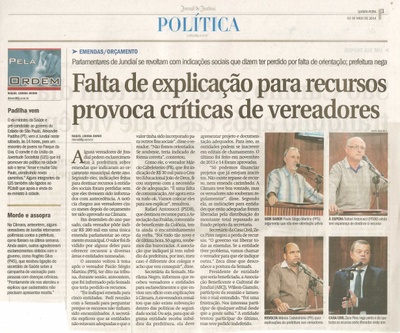JJ - 01/05/14 - pg 3 - Política - Falta de explicação para recursos provoca críticas de vereadores - 