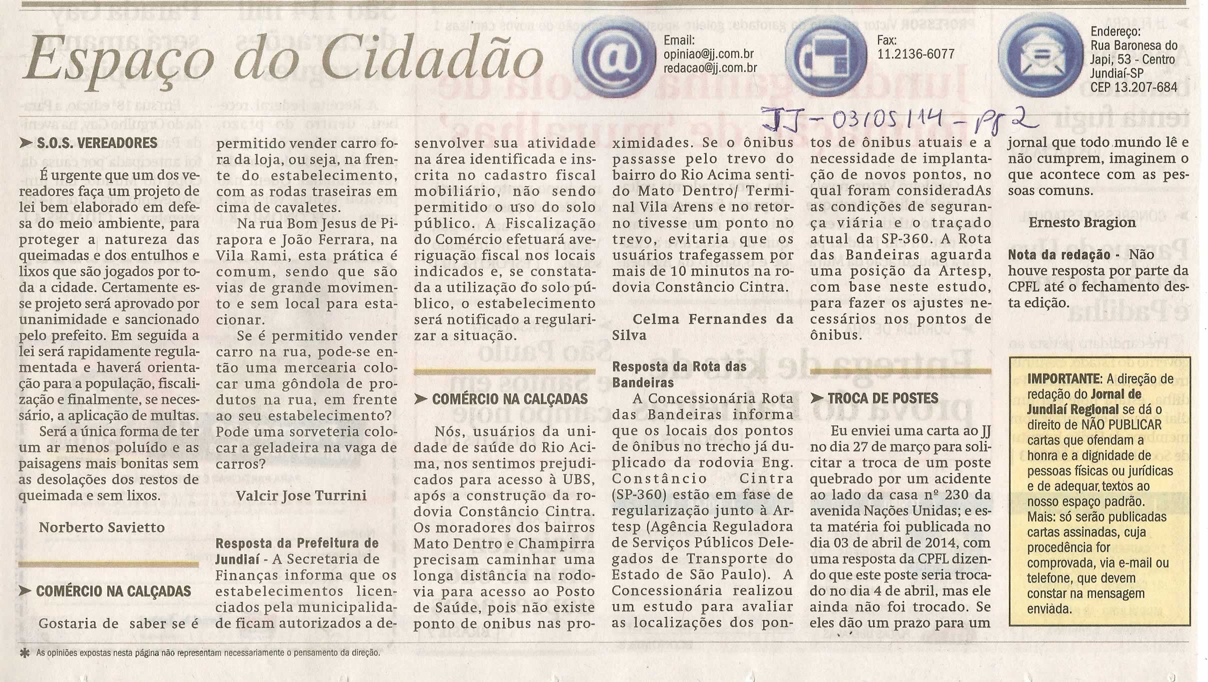 JJ - 03/05/14 - pg 2 - Espaço Cidadão - sos vereadores - 