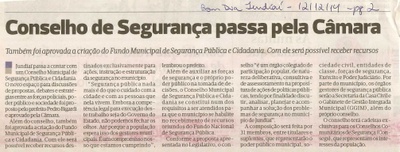 Bom Dia Jundiaí - 12/12/14 - pg 2 - Conselho de Segurança passa pela Câmara -