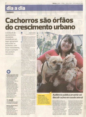 Bom Dia Jundiaí - 25/03/14 - pg 2 - Cachorros são órfãos do crescimento urbano - 