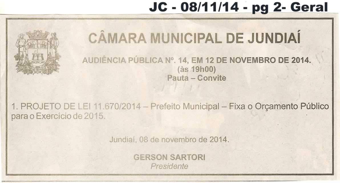 JC - 08/11/14 - 2 - geral - Audiência Pública nº 14 - Câmara Municipal de Jundiaí
