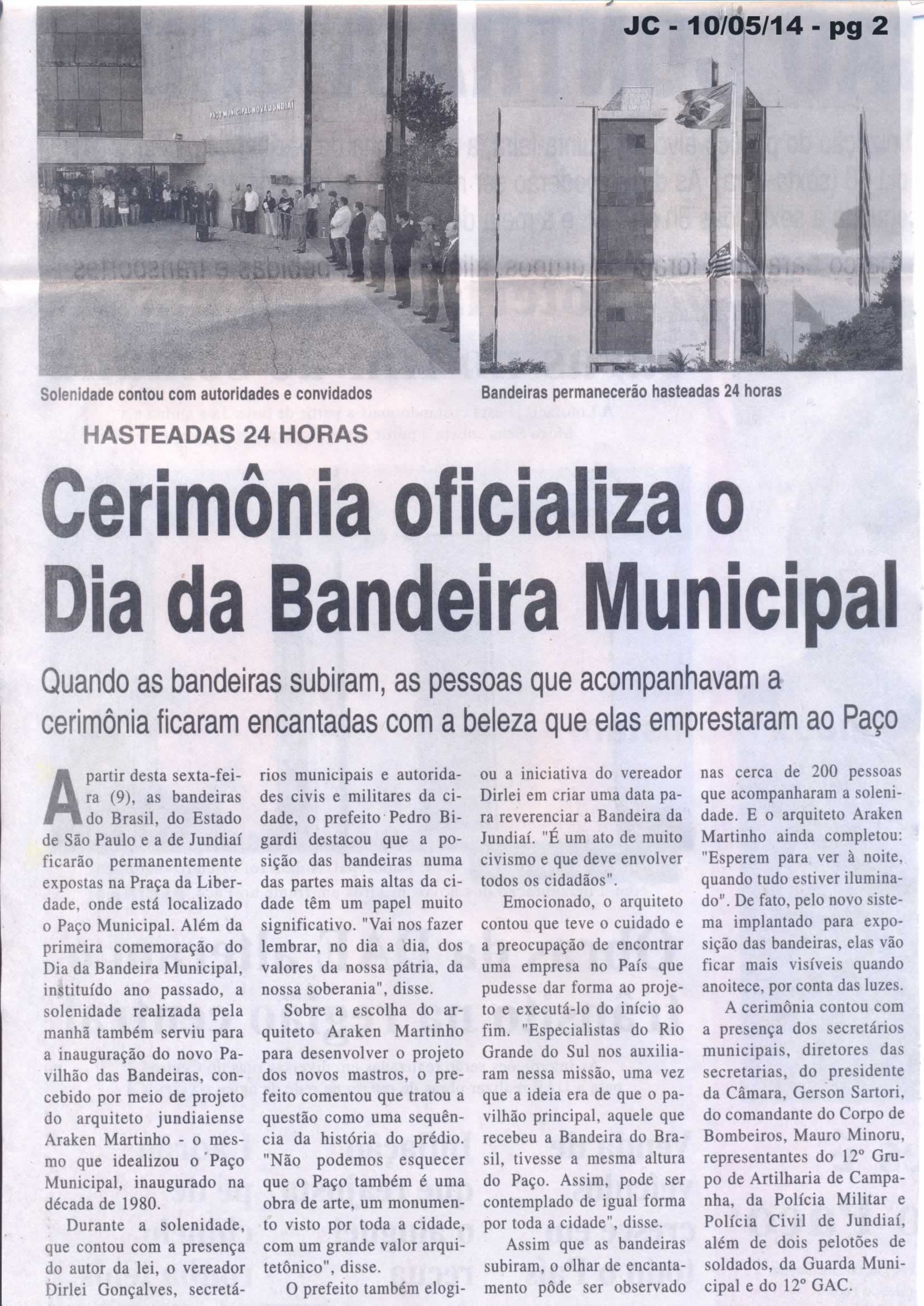 JC - 10/05/14 - pg 2 - Cerimônia oficilaiza o dia da bandeira municipal -