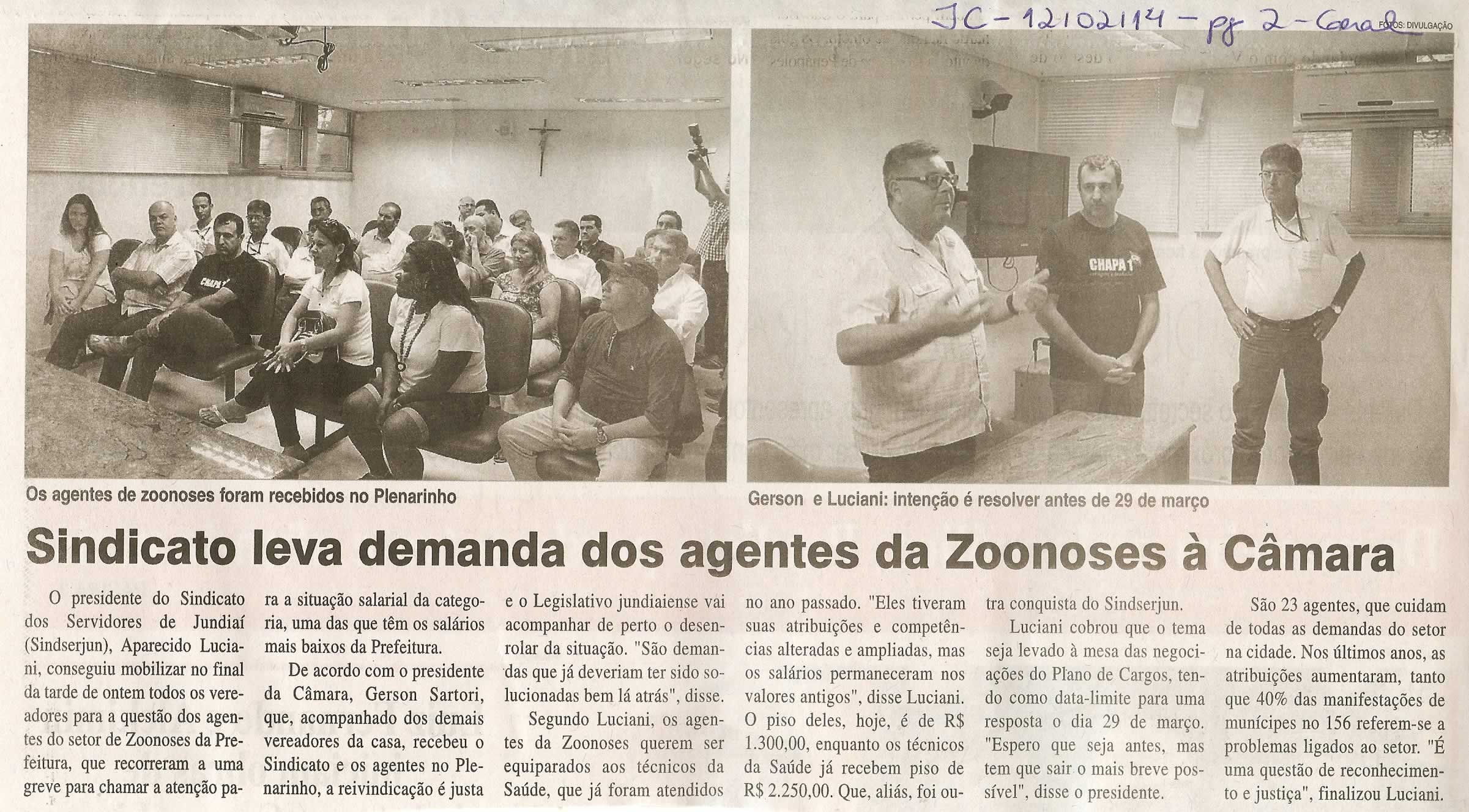 JC - 12/02/14 - pg 2 - Geral - Sindicato leva demanda dos agentes da zoonoses à Câmara - 