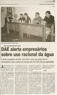 JC - 13/02/14 - pg 3 - Geral - DAE alerta empresários sobre uso racional da água -