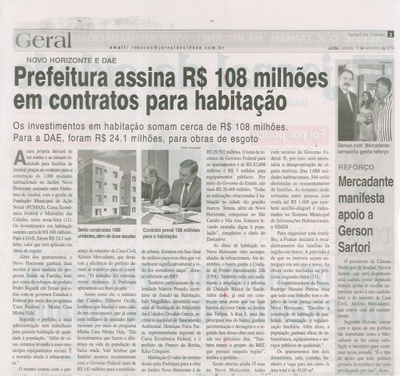 JC - 13/09/14 - pág. 02 - Geral - Prefeitura assina R$108 milhões em contratos para habitação - Mercadante manifesta apoio a Gerson Sartori