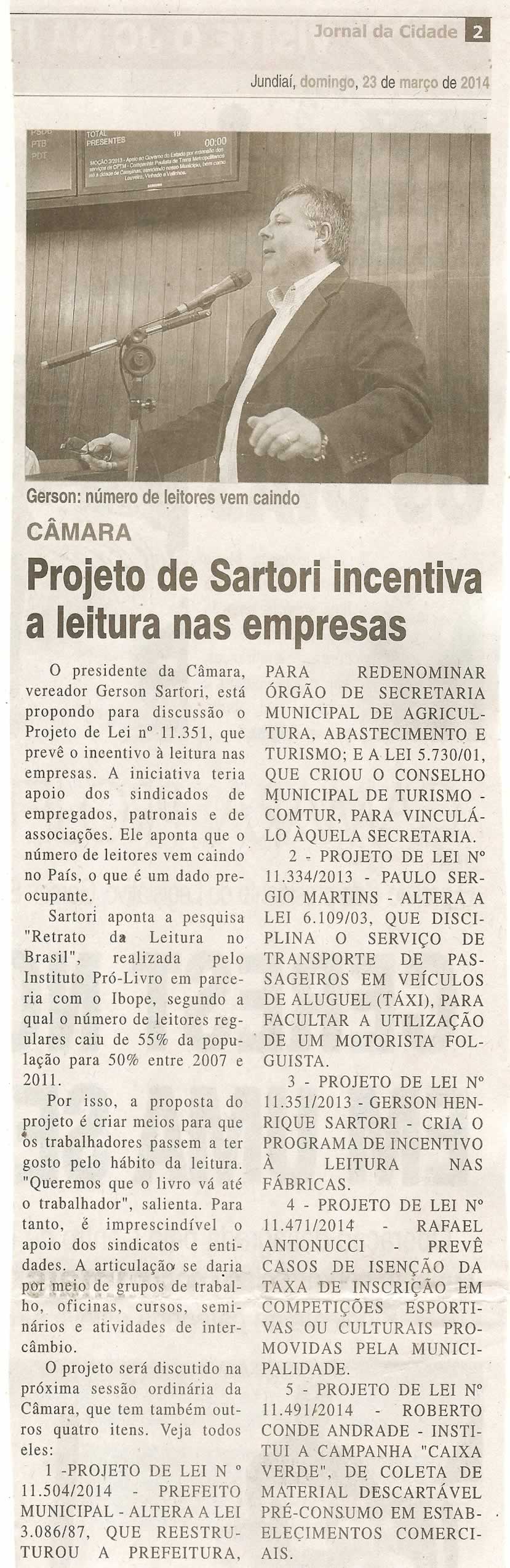 JC - 23/03/14 - pg 2 - Projeto de Sartori incentiva a leitura nas empresas -