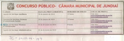 JC - 24/01/14 - pg 4 - Concurso Público Câmara Municipal de Jundiaí