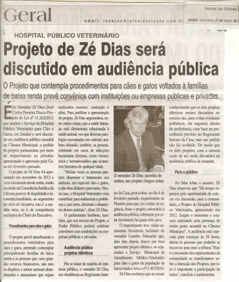 JC - 25/03/14 - pg 2 - Projeto de Zé Dias será discutido em audiência pública - 