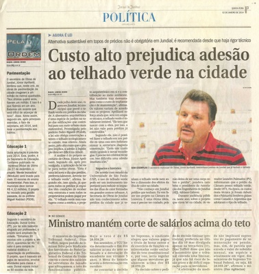 JJ - 02/01/14 - pg 3 - Política - Custo alto prejudica adesão ao telhado verde na cidade -