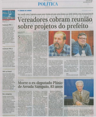 JJ - 09/07/14 - pg 3 - Política - Vereadores cobram reunião sobre projetos do prefeito - 
