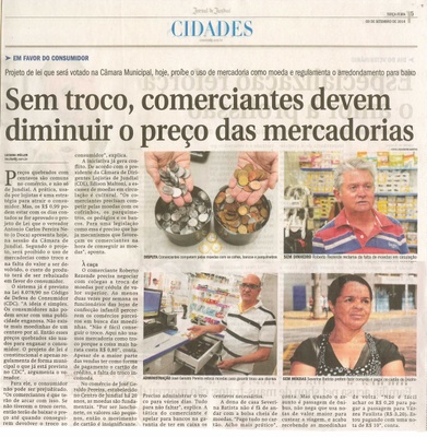JJ - 09/09/14 - pág. 05 - Cidades - Sem troco, comerciantes devemdiminuir o preço das mercadorias.